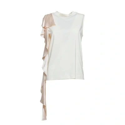 Msgm Draped-detail Asymmetric Satin Blouse In White