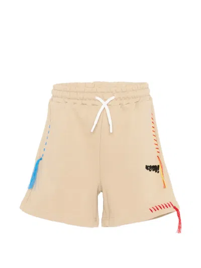 Msgm Kids' Drawstring Athletic Shorts In Neutral