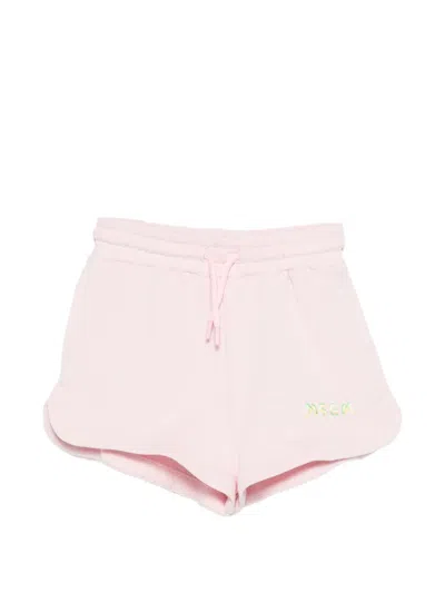 Msgm Drawstring Embroidered Trousers In Pink