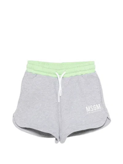 Msgm Kids' Drawstring-fastening Shorts In Gray