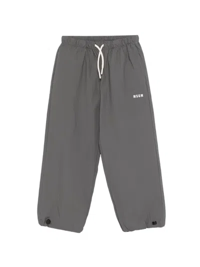Msgm Kids' Drawstring-fastening Trousers In Blue