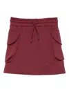 Msgm Drawstring Flap-pocket Skirt In Burgundy