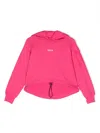 Msgm Drawstring-hem Cotton Hoodie In Pink