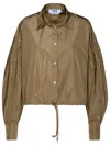 Msgm Draw Stringed Hem Puff-sleeved Shirt In Beige