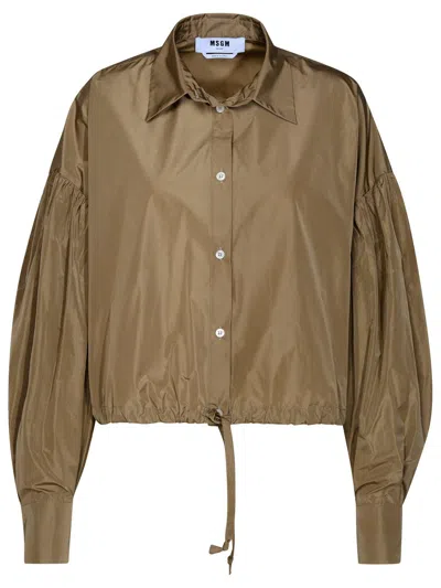 MSGM DRAWSTRING-HEM PUFF-SLEEVED SHIRT