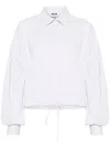Msgm Drawstring-hem Seersucker Shirt In White