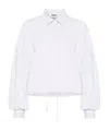 Msgm Drawstring-hem Seersucker Shirt In White