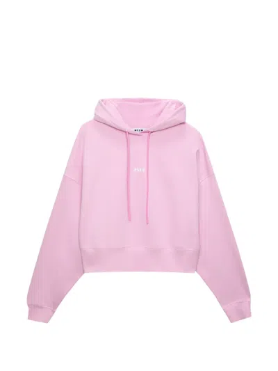 Msgm Drawstring Hoodie In Pink