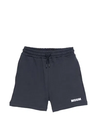 Msgm Drawstring Logo-detail Shorts In Blue