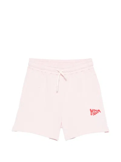 Msgm Drawstring Logo-detail Shorts In Pink