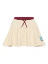 Msgm Drawstring Logo-print Skirt In Neutral