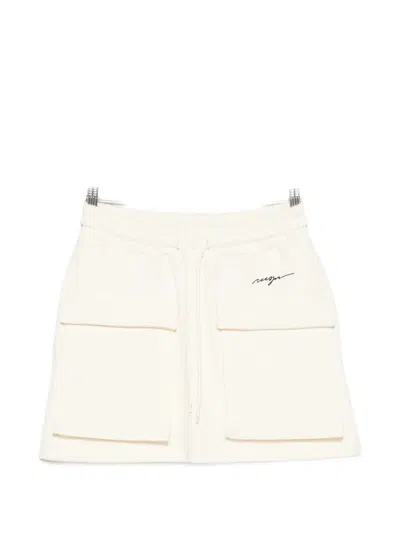 Msgm Drawstring Mini Skirt In White
