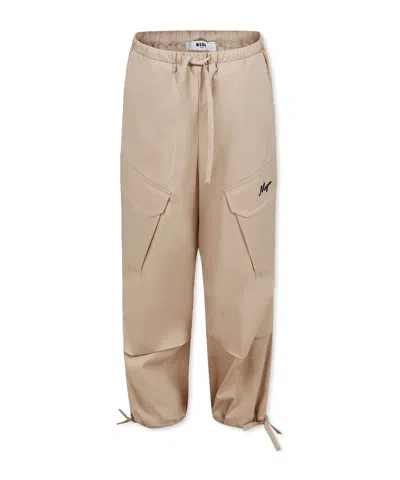 Msgm Drawstring Pants In Nude