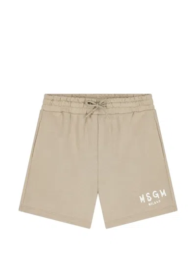 Msgm Drawstring Pocket Shorts In Neutral