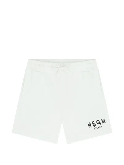 Msgm Kids' Drawstring Pocket Shorts In White