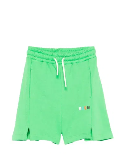 Msgm Kids' Drawstring Shorts In Green