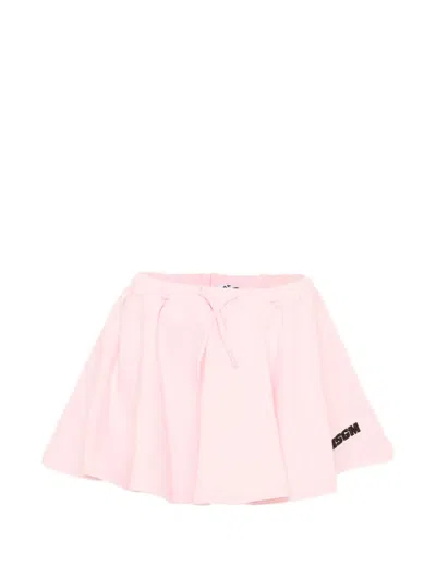 Msgm Kids' Drawstring Skirt In Pink