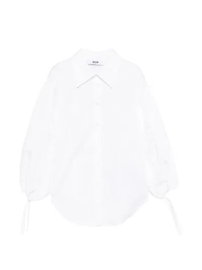 Msgm Kids' Drawstring-sleeve Shirt In Multi