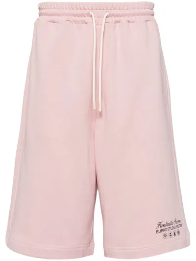 Msgm Drawstring Track Shorts In Pink