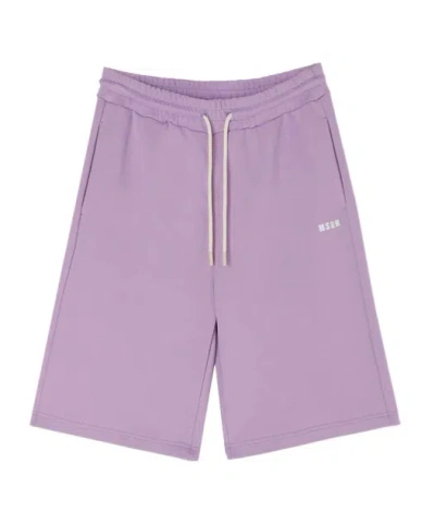 Msgm Drawstring Track Shorts In Purple