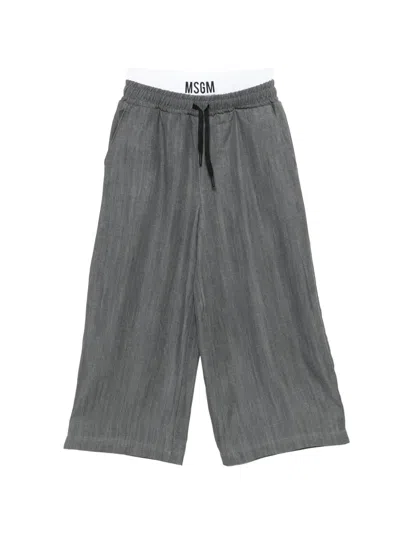 Msgm Kids' Drawstring Trousers In Gray