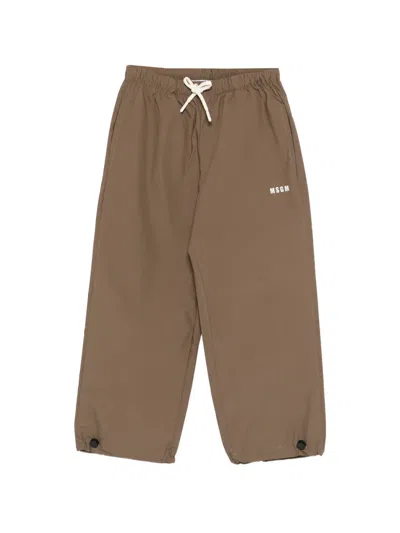 Msgm Kids' Drawstring Trousers In Metallic
