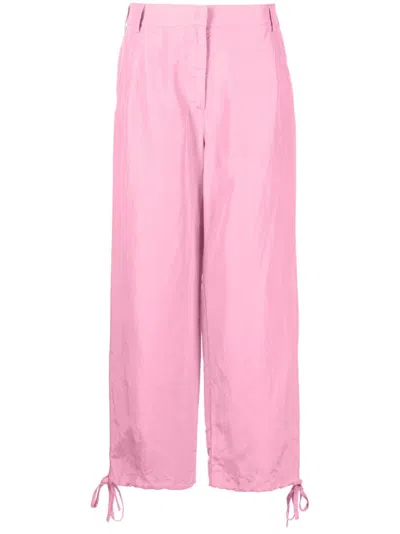Msgm Drawstrings Parachute Trousers In Pink