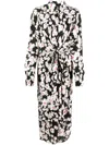 Msgm Floral-print Tie-fastening Cady Midi Dress
