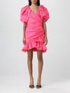 Msgm Dress In Taffeta In Fuchsia