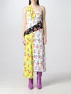 Msgm Floral Print Midi Dress In White