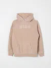 Msgm Logo-print Hoodie In Beige