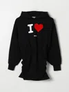 Msgm Black Dress For Girl With Logo In Black