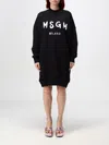 Msgm Brushed Detail Logo Dress In Black