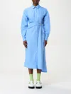 Msgm Belted Asymmetric Hem Dress In Blue