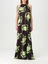 Msgm Graphic-print Maxi Dress In Brown