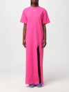 Msgm Logo-print Cotton T-shirt Dress In Pink