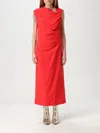 Msgm Red Dress With Fitted Silhouette In Red