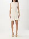 Msgm White Dress With Peplum Design And Hidden Back Closure In Cotton Blend Woman In White