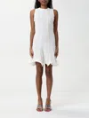 Msgm White Dress With Peplum Design And Hidden Back Closure In Cotton Blend Woman In Weiss