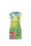 Msgm Yellow Cotton Dress In Green