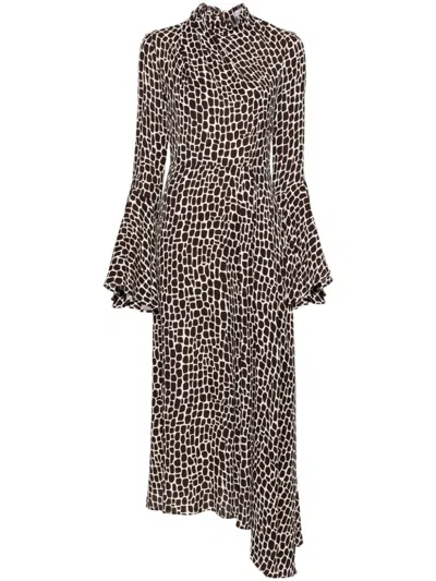 Msgm Kids Asymmetric Neckline Floral Print Maxi Dress In Pink