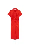 Msgm Chemisier With Knot In Red