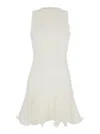 Msgm White Dress With Peplum Design And Hidden Back Closure In Cotton Blend Woman In White