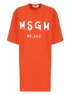 Msgm Logo Crew Neck Mini Dress In Red