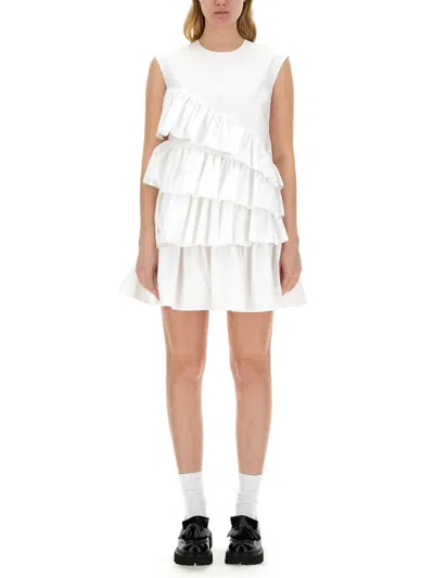Msgm Dress With Ruffles In White