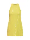 Msgm Sequined Crewneck Mini Dress In Yellow
