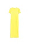 Msgm Sequin Short Sleeve Maxi Dress Broom Yellow In Yellow