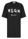 Msgm Black Cotton Dress With Glitter Logo