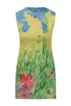 Msgm Yellow Cotton Dress In Green