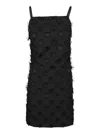 Msgm Short Black Dress With Pearl In Black